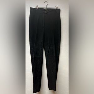 Millie Leather and Polysatin Black Dress Pants